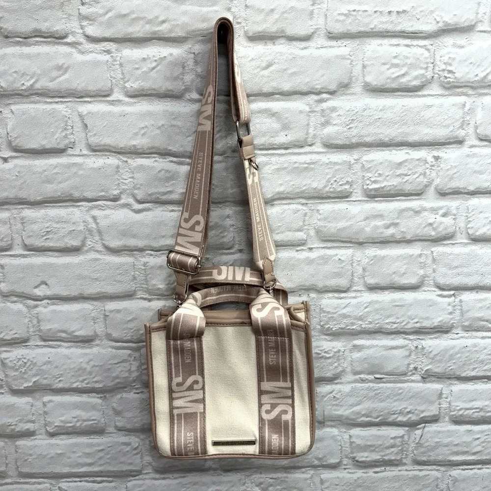 STEVE MADDEN Bwebber Purse Crossbody SMALL Tote Cream Pink Brown Mauve RARE